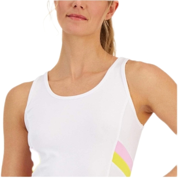 ldeology Women Colorblocked Fitted Tank Top White Size X-Small - Picture 1 of 4